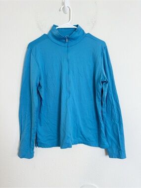 Bogner Blue Quarter-Zip Pullover long sleeve high neck sweatshirt